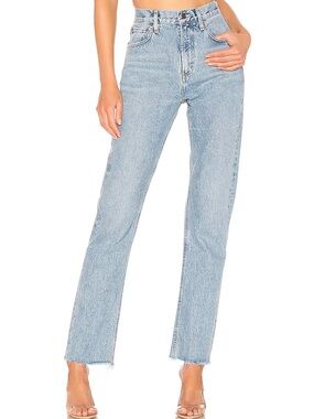 Agolde Cherie High-Rise Straight Jeans in Light Blue Wash